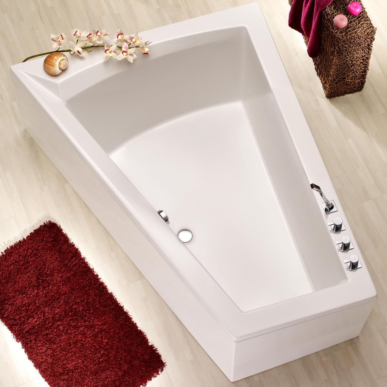 Ottofond Raumsparbadewanne Galia II links mit Whirlpoolsystem