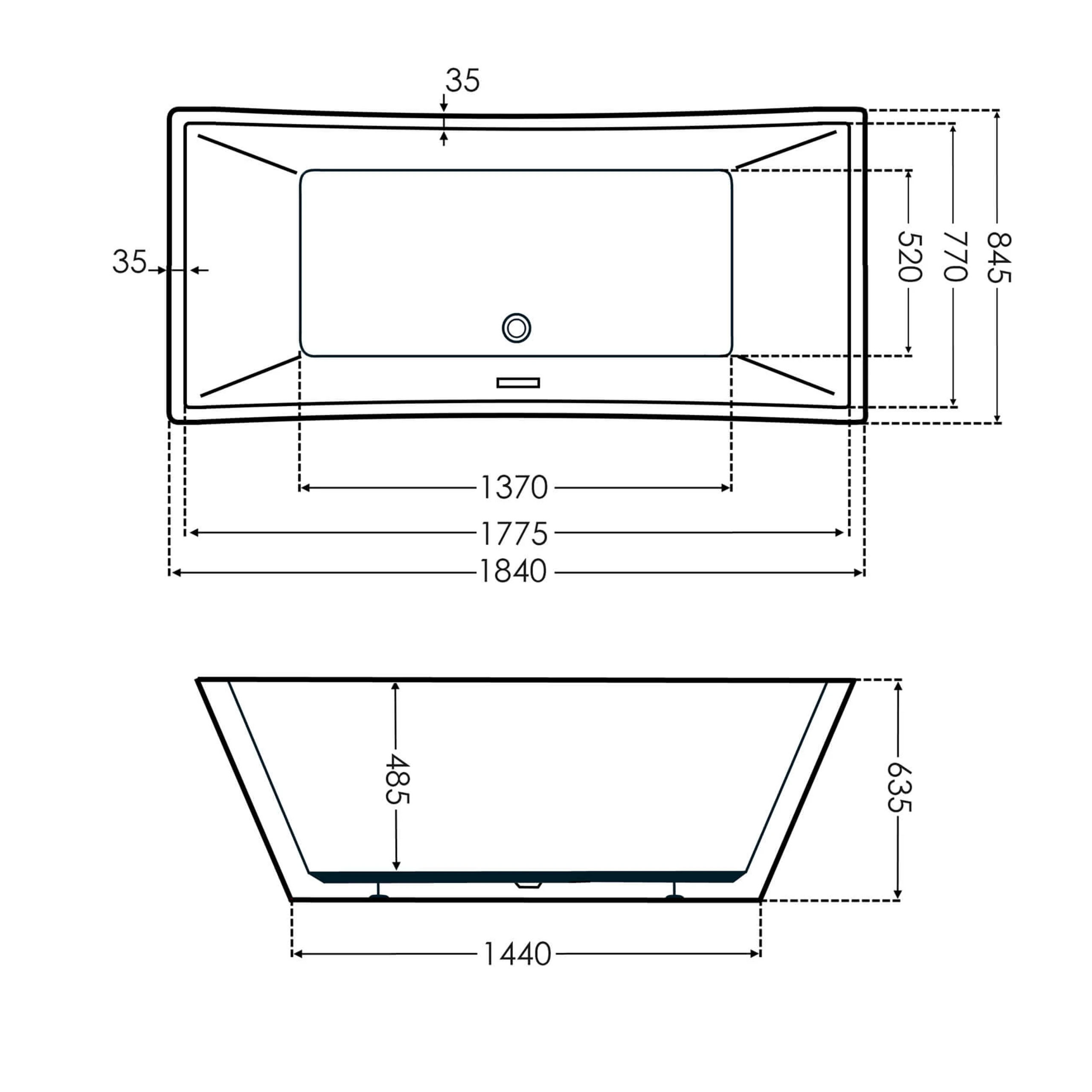 Freistehende Badewanne 184 x 84,5 cm solange Vorrat reicht  