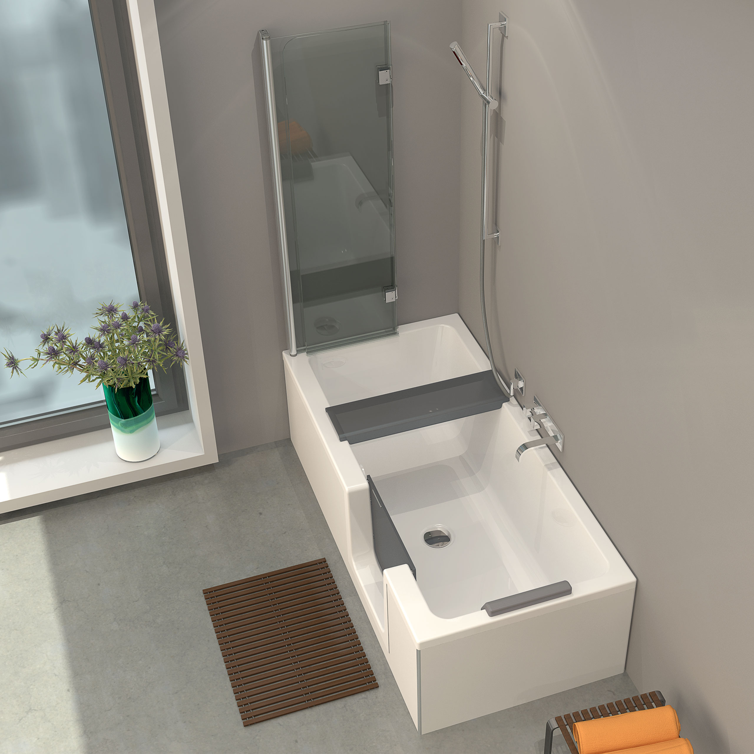 Badewanne mit Tür Loft Easy mit Sitz Schürze rechts