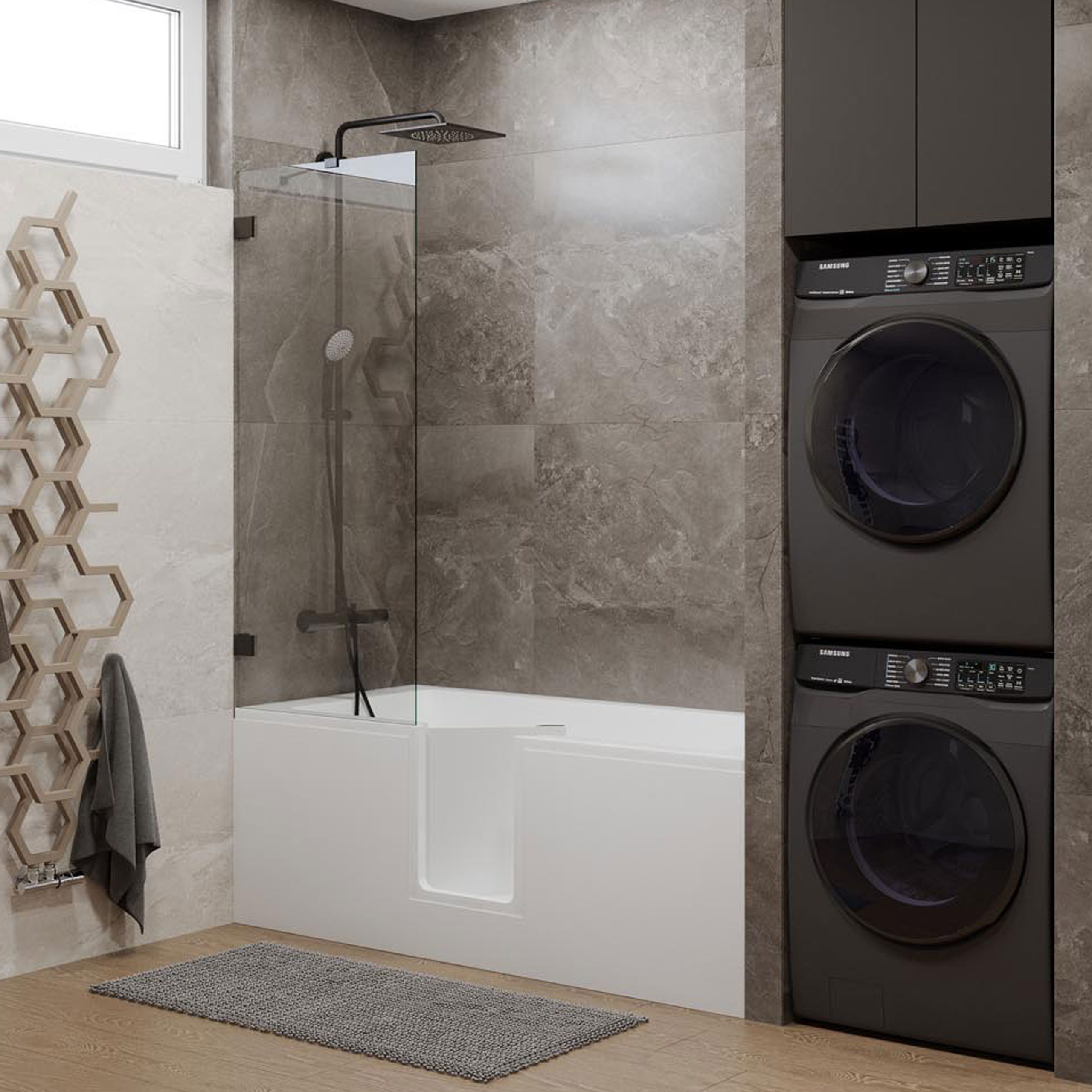 Badewanne mit Tür Easy Inside mit Schürze Tür mitte für Nische