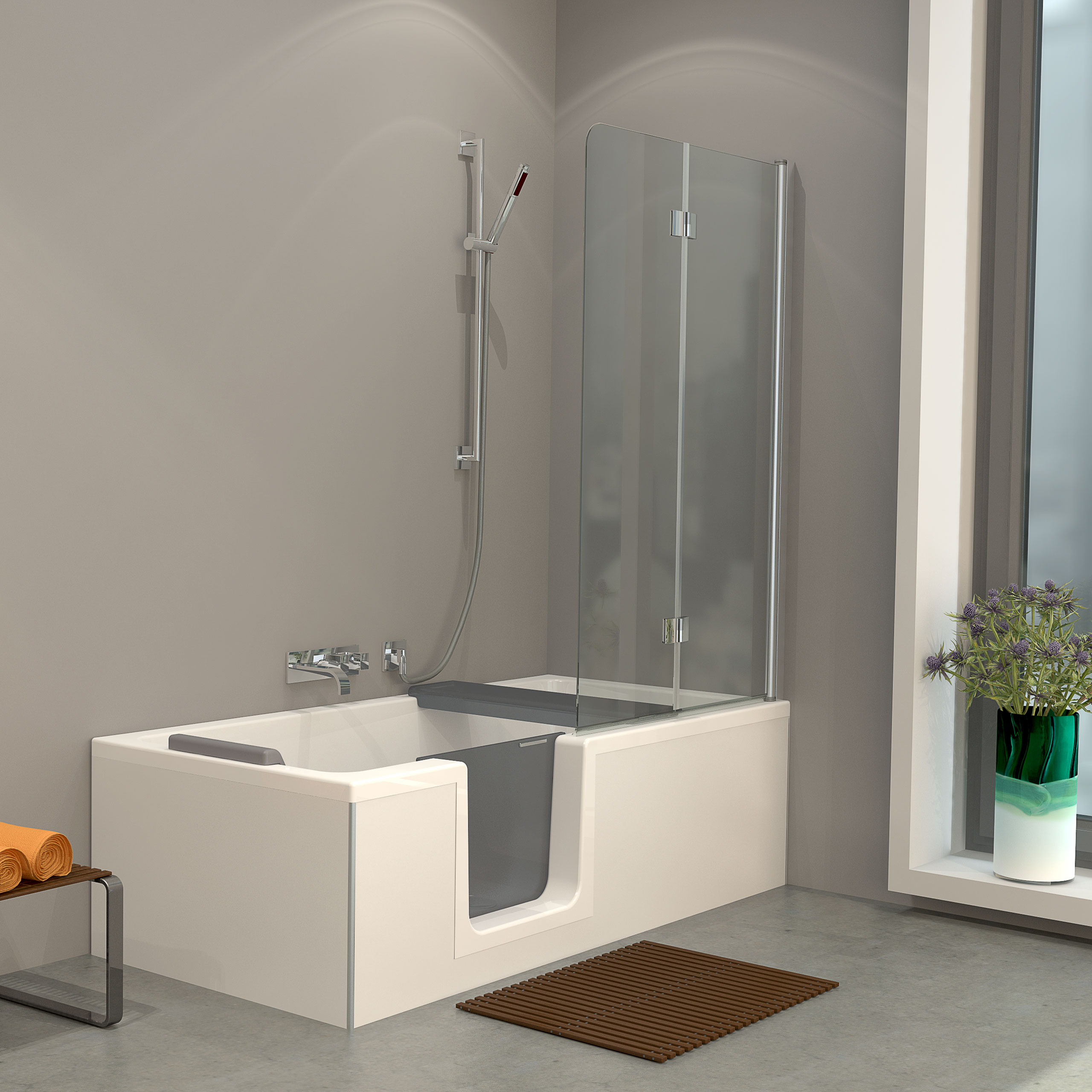 Badewanne mit Tür Loft Easy mit Sitz Schürze links