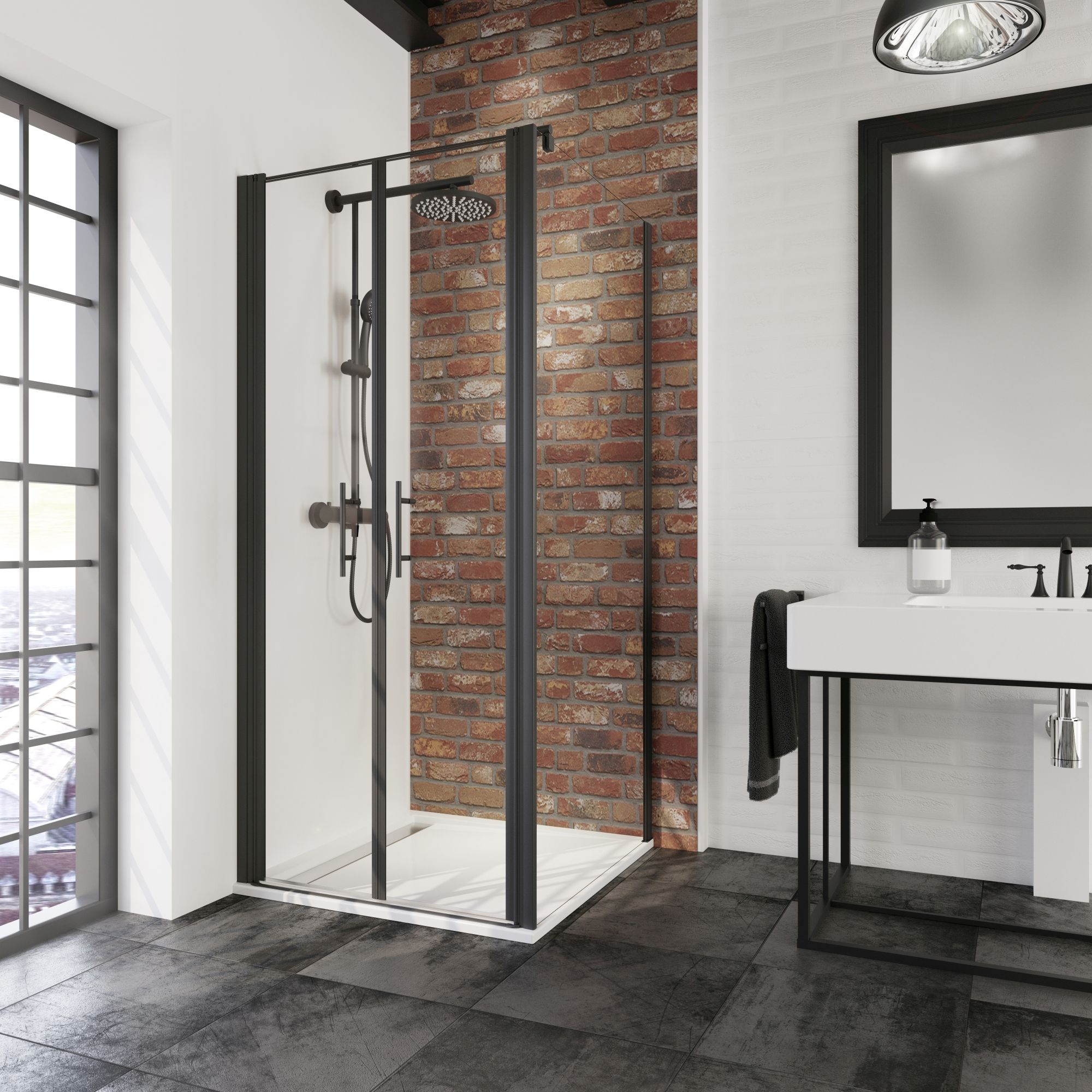 Schulte Alexa Style 2.0 Pendeltür inklusive Seitenwand „Black Style“
