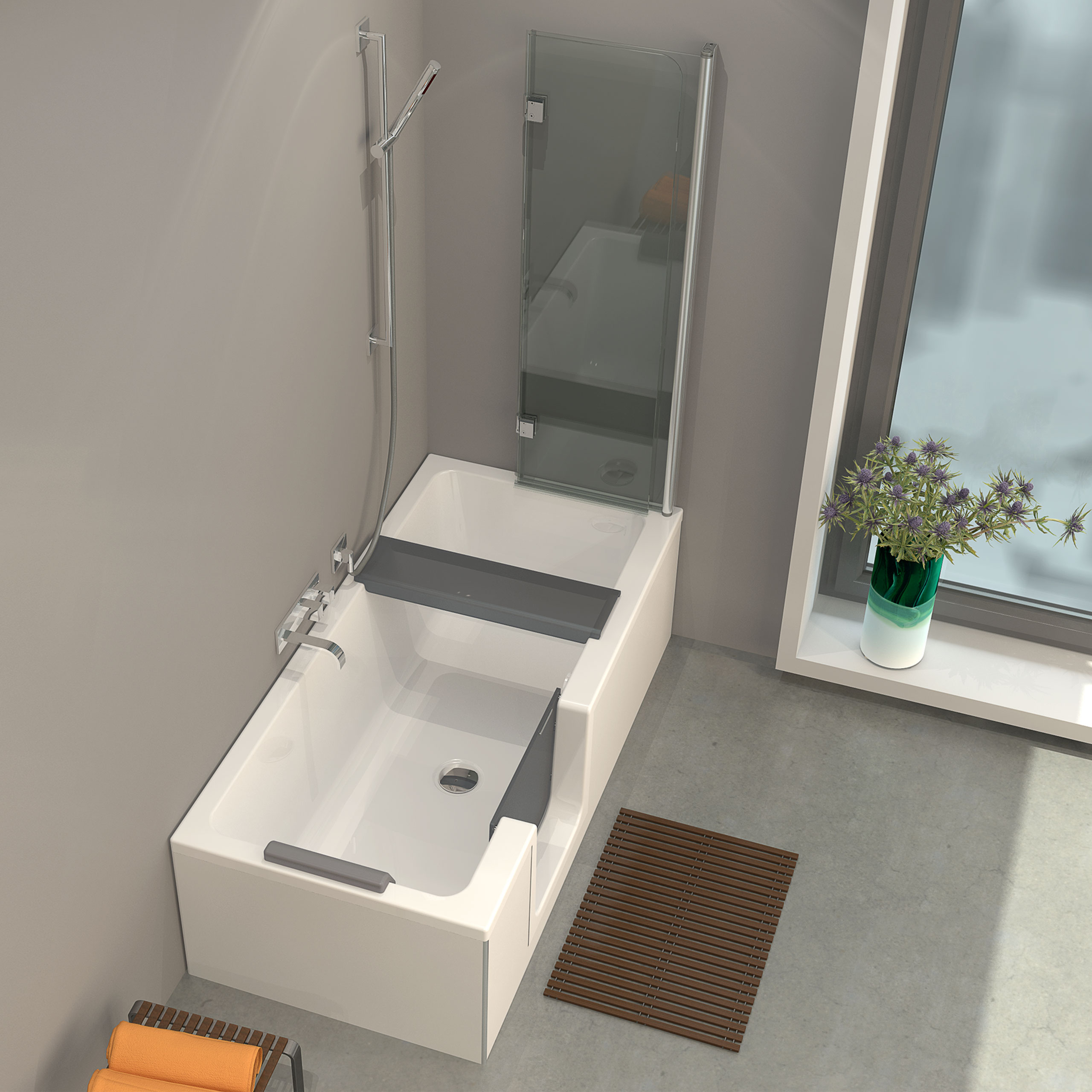Badewanne mit Tür Loft Easy mit Sitz Schürze links