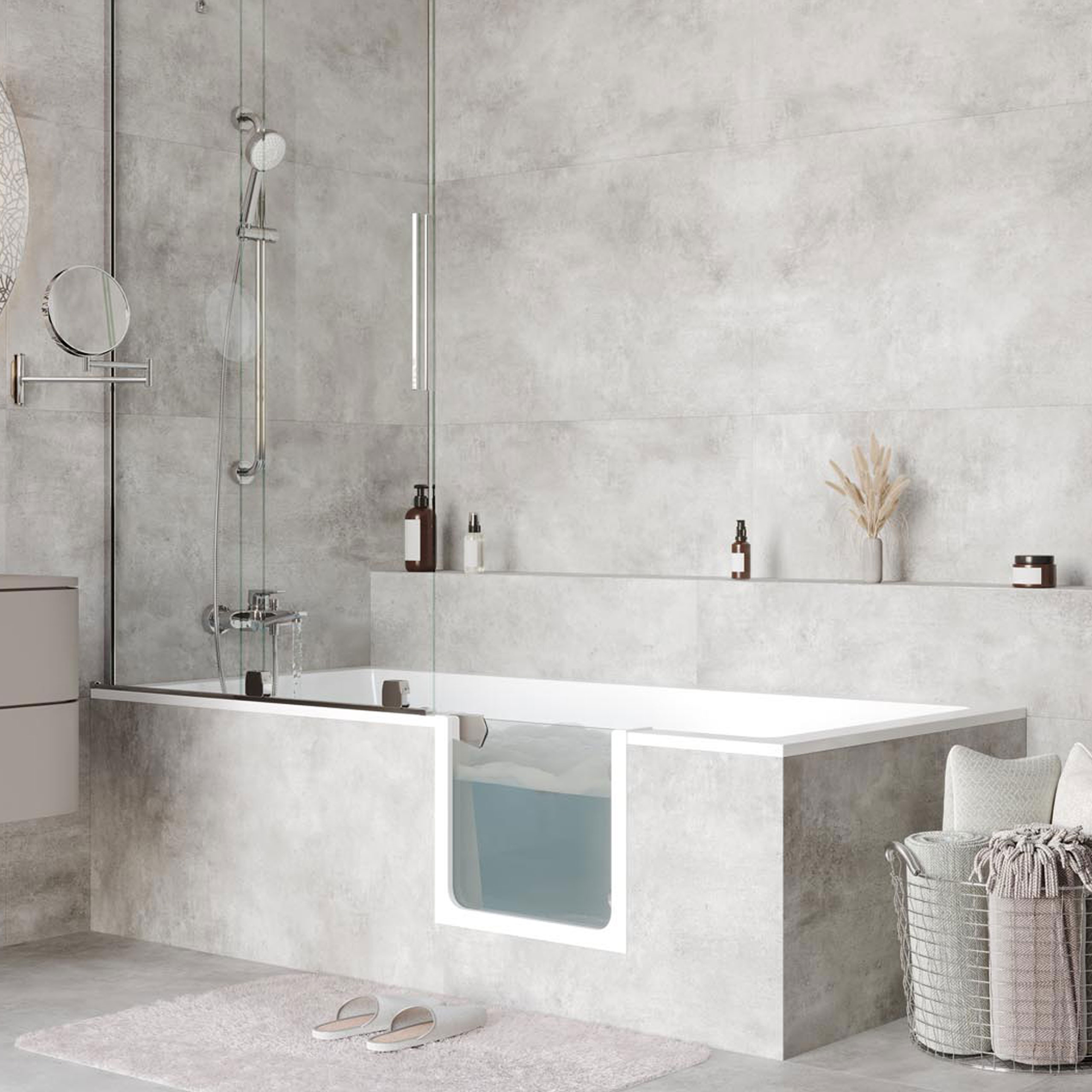 Badewanne mit Tür Easy Inside mit Tür rechts zum Verfliesen 