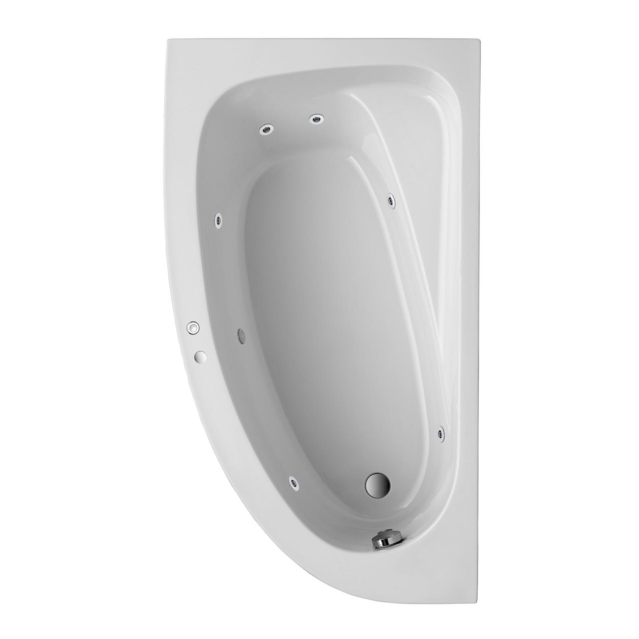 Ottofond Raumspar Badewanne Marina links mit Whirlpoolsystem VIsion
