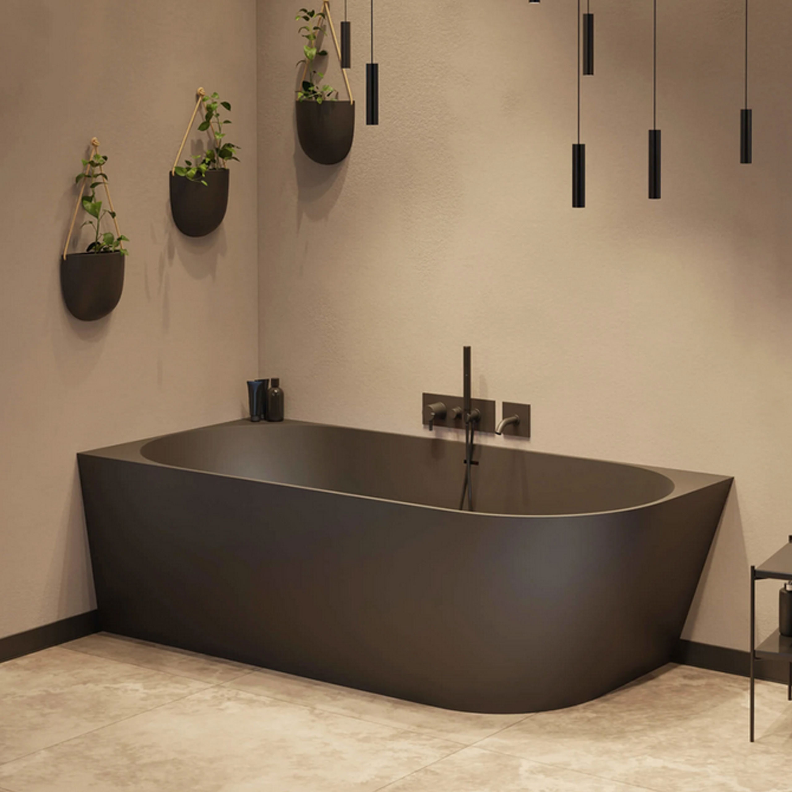 Badewanne Schwarz 180 x 80 cm