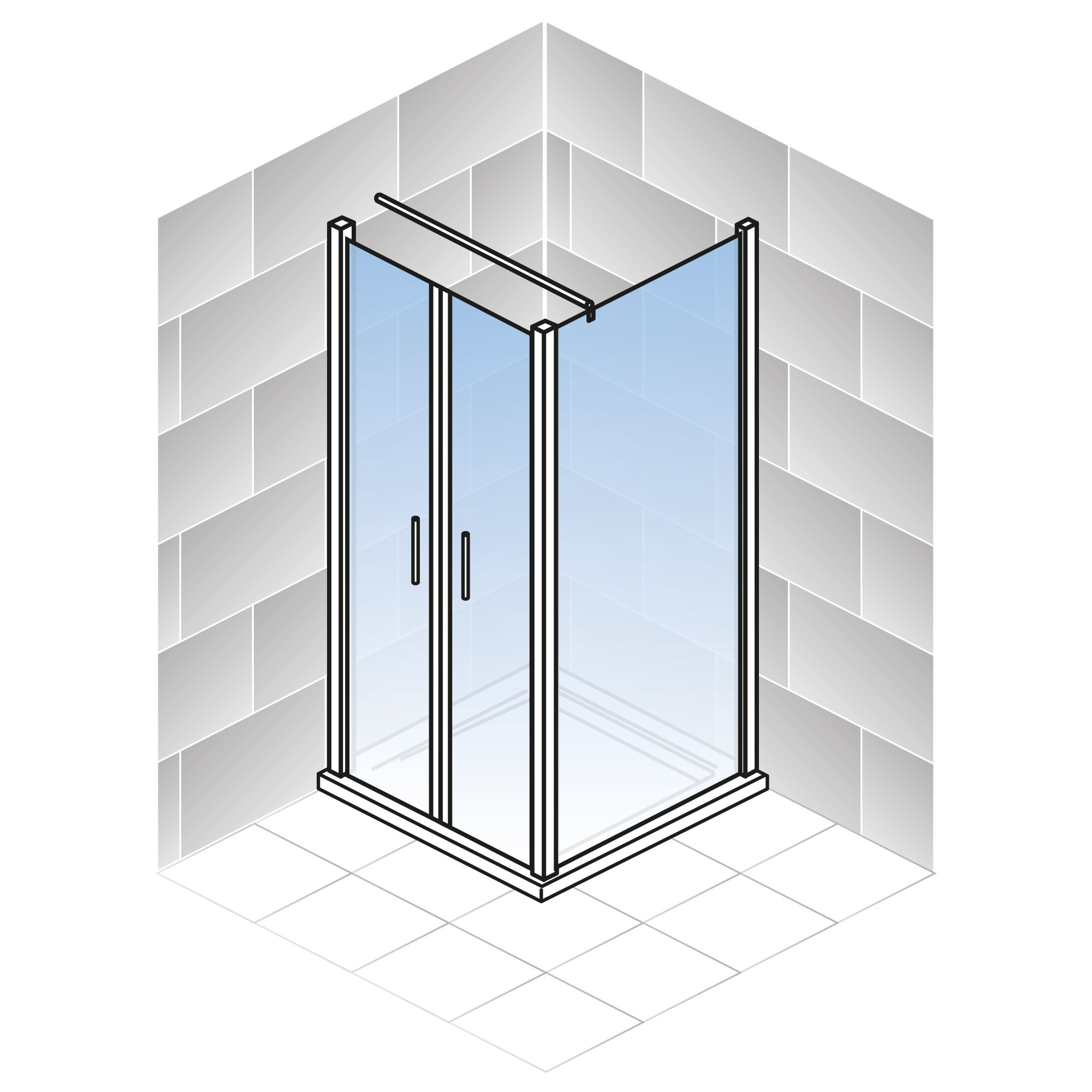Schulte Alexa Style 2.0 Pendeltür mit Seitenwand und Duschwanne