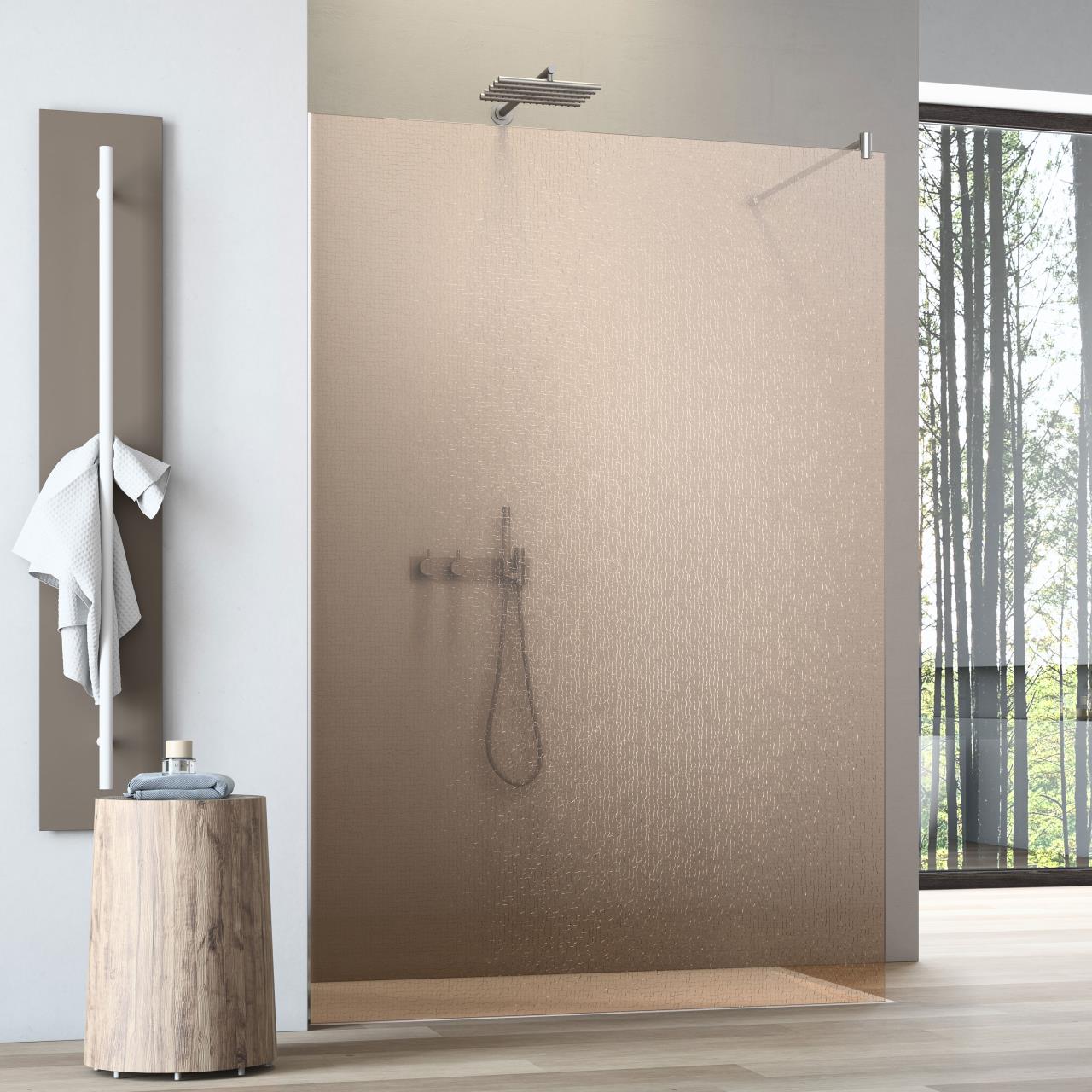 Badfaszination Exclusive Walk In Crash Glas Bronze mit Wandprofil