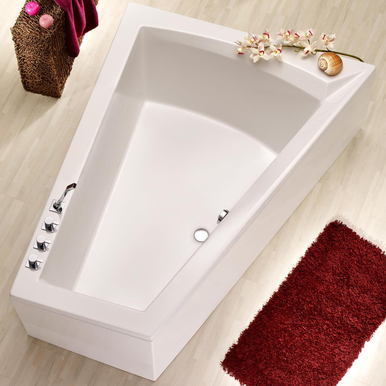 Ottofond Raumsparbadewanne Galia II rechts mit Whirlpoolsystem