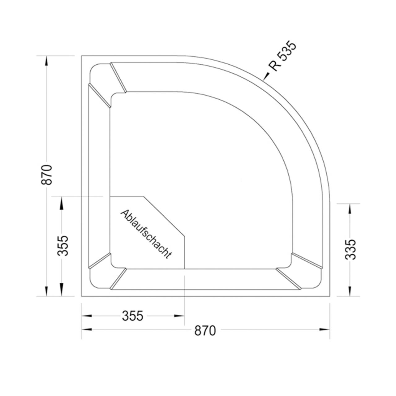 Badfaszination Exclusive Wannenträger zu Duschwanne Oakville 90 x 90