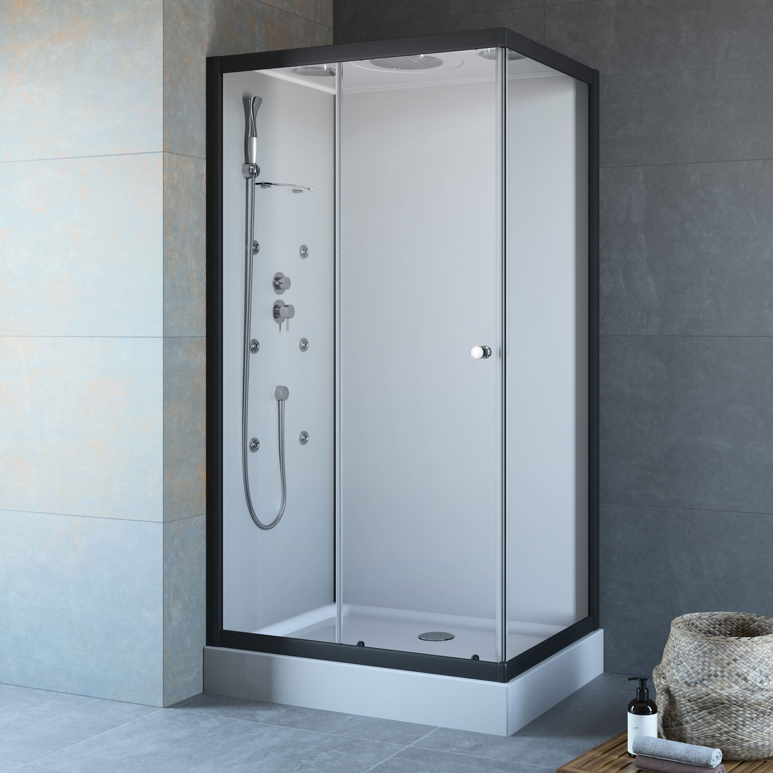 Badfaszination Basic Komplettdusche Eckeinstieg links