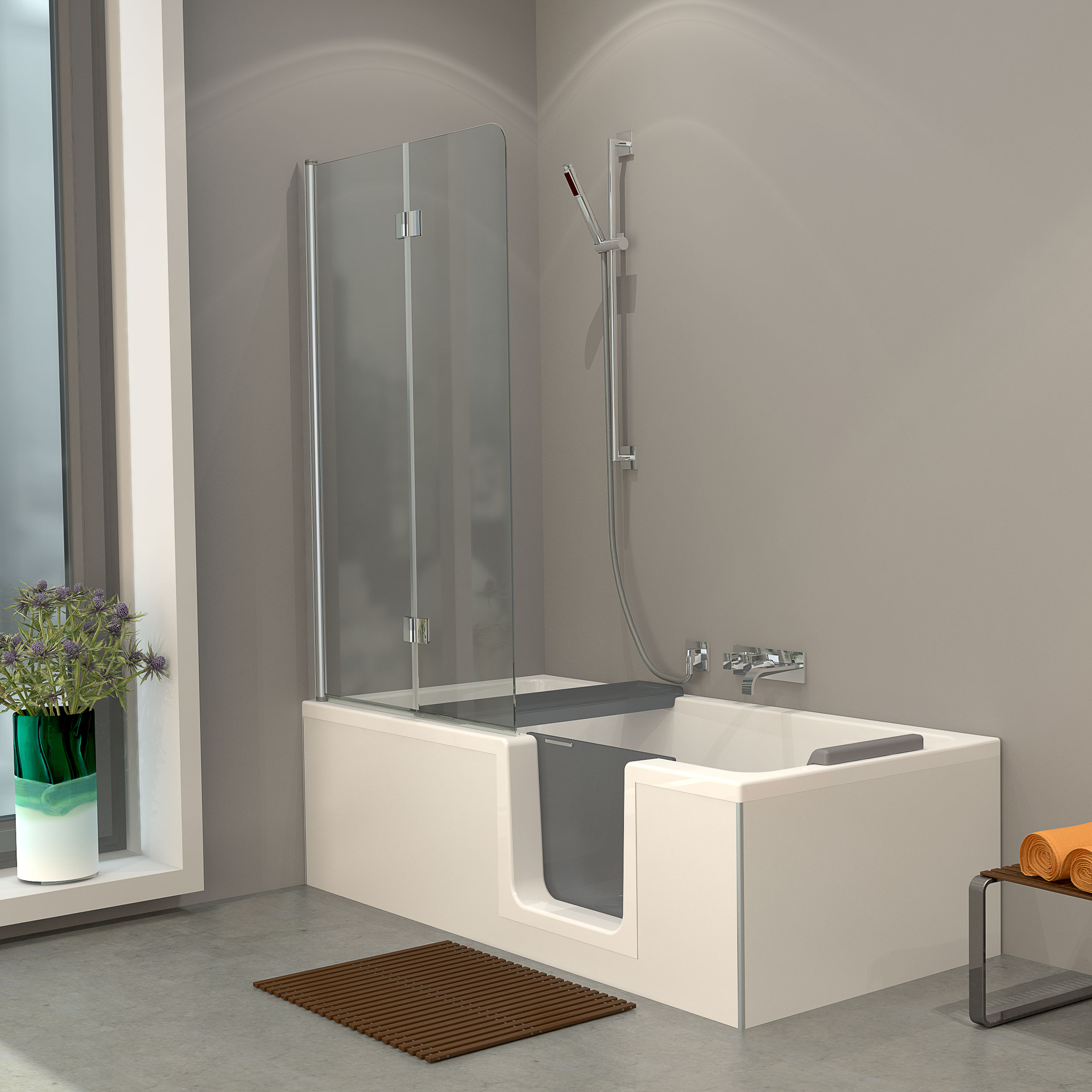 Badewanne mit Tür Loft Easy mit Sitz Schürze rechts